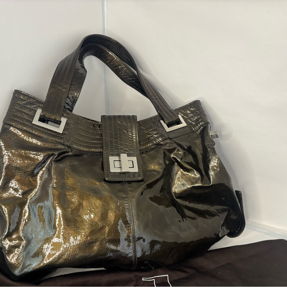 Kooba greenish Patent Leather Shoulder Bag with dust bag - Picture 2 of 16